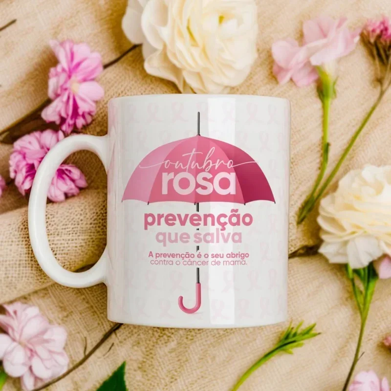 Caneca Outubro Rosa Prevenção que salva