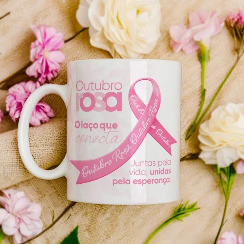 Caneca Outubro Rosa O Laço que conecta